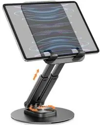 Produktbild: Drehbarer & Tragbarer Tablet Ständer-Klearlook Verstellbare Höhe/Winkel Faltbarer iPad Halterung Tisch für 4-13 Zoll Tablet,Aluminium Handy Tablet Halter Kompatibel iPad Pro/Mini/Air,iPhone 15 Pro Max