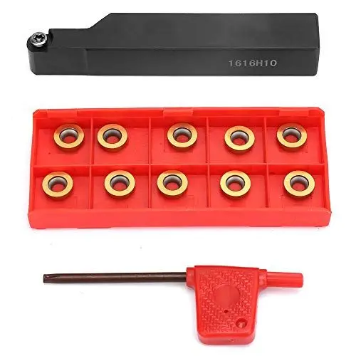 Produktbild: Drehmaschine Drehwerkzeughalter Hartmetall-Wendeschneidplatten Klingen mit Schlüssel Drehbank-Gewindebohrstangen-Set für die Vorbearbeitung von Stahl