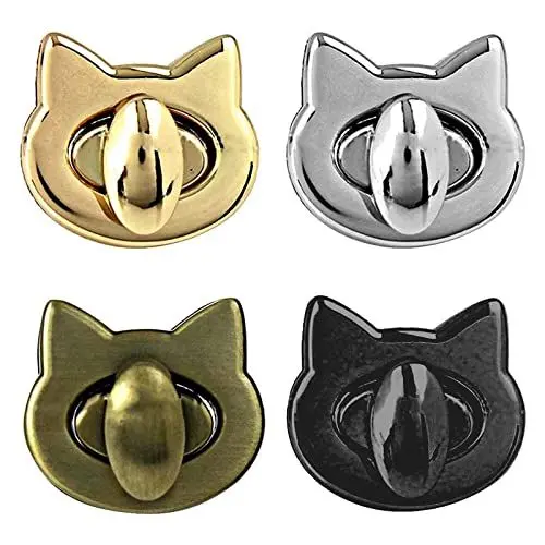 Produktbild: Drehverschluss Tasche 4 PCS Taschenverschlüsse Hardware Geldbörse Sperre Twist Turn Lock Taschenverschluss Steckschloss für Taschen Katzenkopf für Tasche,DIY,Rucksack,Leder Handtasche,Hardware-Zubehör