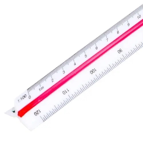 Produktbild: Dreikantmaßstab 30cm Maßstab Lineal Kunststoff Maßstabslineal 1:100 1:200 1:250 1:300 1:400 1:500 Dreikantmaßstab Architekt Scale Ruler Kunststoff Maßstab Lineal für Ingenieure Architekten