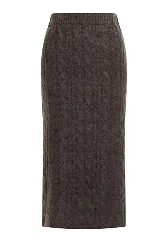 Produktbild: DreiMaster Damen Strick Midirock, Dunkelbraun, M-L