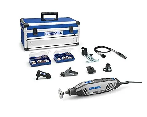 Produktbild: Dremel 4250 Rotationswerkzeug 175 W, Multifunktionswerkzeug-Set mit 6 Vorsatzgeräten und 128 Zubehören, 175-W-Motor mit Konstantelektronik, variable Drehzahl 5.000-35.000 1/min