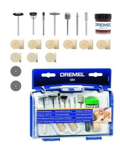 Produktbild: Dremel 684 Polier Zubehören, fur Multifunktionswerkzeug, Set mit 20 Zubehören zum Reinigen und Polieren, 26150684JA, Mehrfarbig