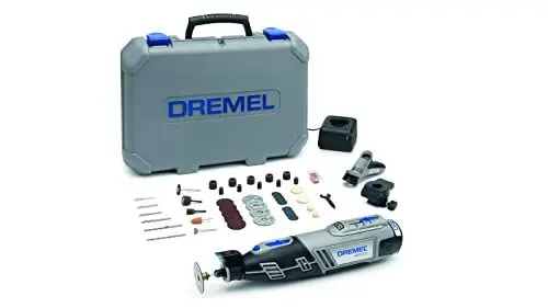 Produktbild: Dremel 8220 Akku Multifunktionswerkzeug 12V Set (mit 45 Zubehören und 2 Vorsatzgeräten, Variable Drehzahleinstellung 5.000-35.000 1/min zum Schleifen, Schneiden, Schärfen, Polieren, Reinigen)