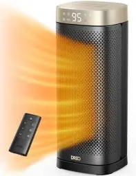 Produktbild: Dreo Heizlüfter Energiesparend Leise, 2000W Keramik Heizung mit Thermostat, 12-Std-Timer, 3 Modi, 70° Oszillation, 16 Zoll Elektroheizung für Räume, Überhitzungs-Kippschutz, Solaris Slim H2, Gold