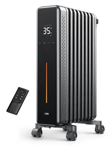 Produktbild: Dreo Ölradiator Energiesparend, 2000W Elektroheizung mit 9 Rippen, 3 Heizstufen, 4 Modi, 24h Timer, Überhitzungs-Kippschutz, Leiser Radiator Heizung Elektrisch mit Thermostat, OH521