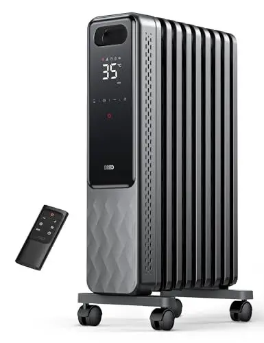 Produktbild: Dreo Ölradiator Energiesparend 2000W, Mobile Elektroheizung 9 Rippen mit Fernbedienung, 3 Heizstufen, 4 Modus, 24h Timer, Überhitzungs-Kippschutz, Radiatoren Elektrisch Heizung mit Thermostat, OH310