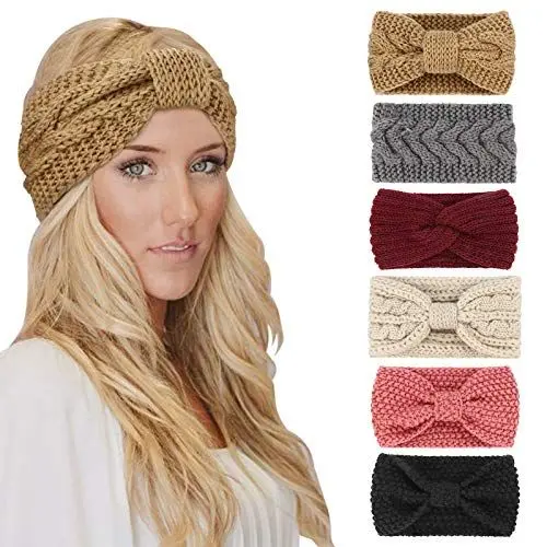 Produktbild: DRESHOW 6 Stück Stirnband Damen Winter Häkeln Stirnbänder Gestrickt Stirnband Kopfband Haarband Elastische Haarreife Ohr Wärmer