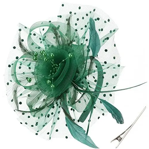 Produktbild: DRESHOW Fascinator Hüte für Damen Pillbox Hut mit Schleier Stirnband und Einer Gegabelten Clip Tea Party Kopfbedeckung