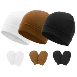 Produktbild: DRESHOW Neugeborenes Baby Mütze Hut und Handschuhe Set Beanie Bekleidung Unisex Infant Hut Kindergarten Mütze Baby Jungen Mädchen 0-6 Monate