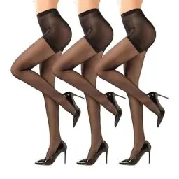 Produktbild: Dresmannst Strumpfhosen Damen, 3 Paar Schwarz Bauchweg Strumpfhosen, Mit Tummy Control Feinstrumpfhose, Feines Weiches Material Leggings, Pantyhose für Frauen, Hohe Taille Butt Lift, XL/XXL