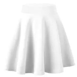 Produktbild: Dressever Damen Basic Vielseitige Dehnbaren Informell Casual Mini Hohe Taille A-Linie Tennisrock Tanzrock Weiß X-Large