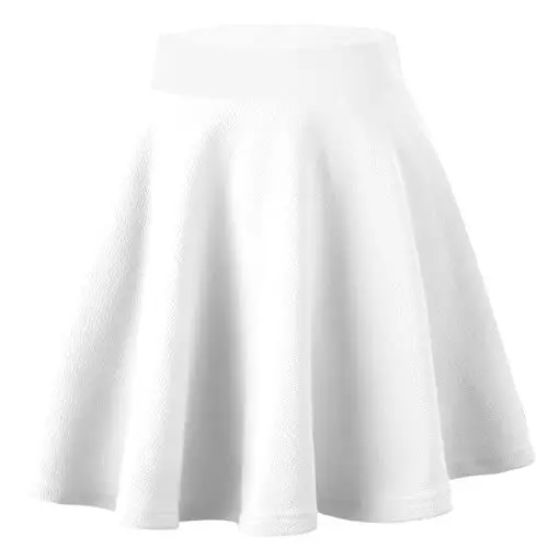 Produktbild: Dressever Damen Basic Vielseitige Dehnbaren Informell Casual Mini Hohe Taille A-Linie Tennisrock Tanzrock Weiß X-Large