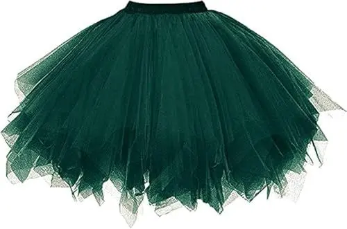 Produktbild: Dressever Damen Tüllrock 50er Rockabilly Petticoat Retro Tutu Ballet Cosplay Prom Abendkleider Anlass Dunkelgrün Medium