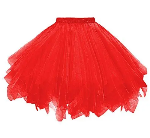 Produktbild: Dressever Damen Tüllrock 50er Rockabilly Petticoat Retro Tutu Ballet Cosplay Prom Abendkleider Anlass Rot XX-Large
