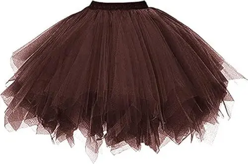 Produktbild: Dressever Damen Tüllrock 50er Rockabilly Petticoat Retro Tutu Ballet Cosplay Prom Abendkleider Anlass Schokolade XX-Large