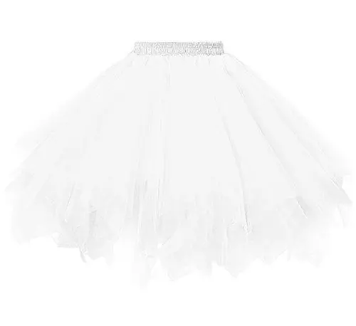Produktbild: Dressever Damen Tüllrock 50er Rockabilly Petticoat Retro Tutu Ballet Cosplay Prom Abendkleider Anlass Weiß X-Large