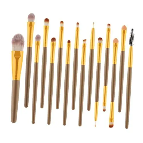 Produktbild: DRESSOOS Make-up-pinsel-set 15-teilig Holzgriff Weiße Nylonborsten Zum Reinigen Für Das Tägliche Auftragen Von Make-up