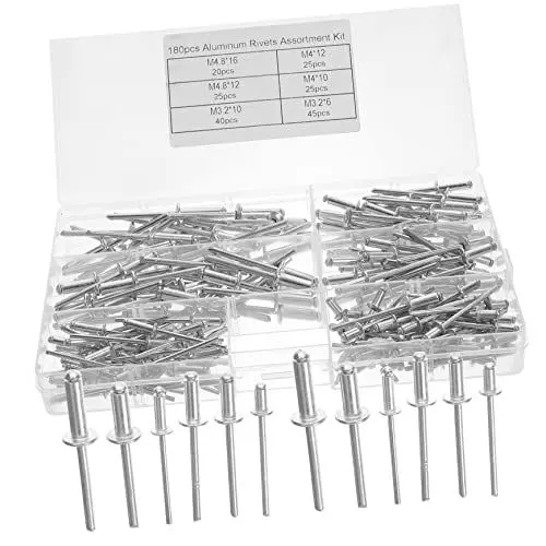Produktbild: DRESSOOS 1 Schachtel Rundkopf-Blindniete feste Nieten Sortiment Blindniet Sortiment Popniet Nieten Befestigungselemente verpackt Aluminiumnieten Aluminiumlegierung Verschluss schmücken