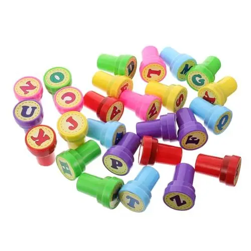 Produktbild: DRESSOOS 26st Kinderstempel Alphabetstempel Für Kinder Selbstfärber Für Kinder Süßer Scrapbooking-Stempel Kinderbrief Anzüge Für Kinder Stempelkissen Für Kinder Kinderanzug Violett Plastik