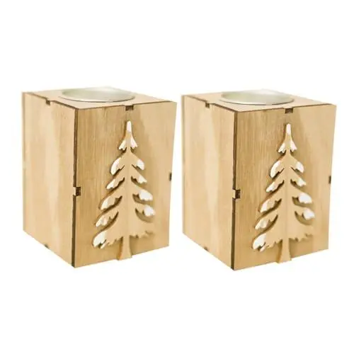 Produktbild: DRESSOOS 2St Teelichthalter aus Holz Kerzenhalter Holz Kandelaber Weihnachtliche Votivkerzenhalter Kerzenständer bürodeko Weihnachtskerzenhalter Weihnachten Leuchter Ornamente Hölzern