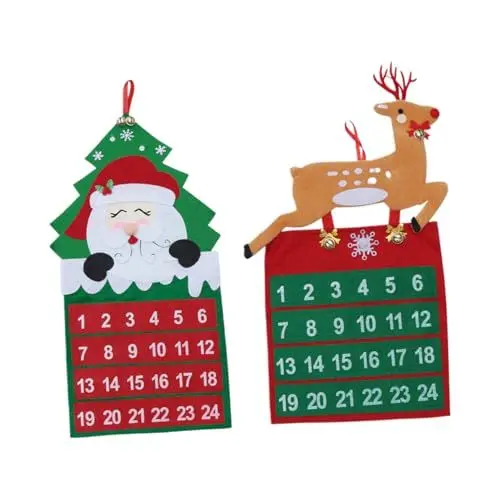 Produktbild: DRESSOOS Hängender Countdown-kalender 2 Stück Weihnachts-adventskalender Vliesstoff- Festliche Feiertagsdekoration Für Das Home Office