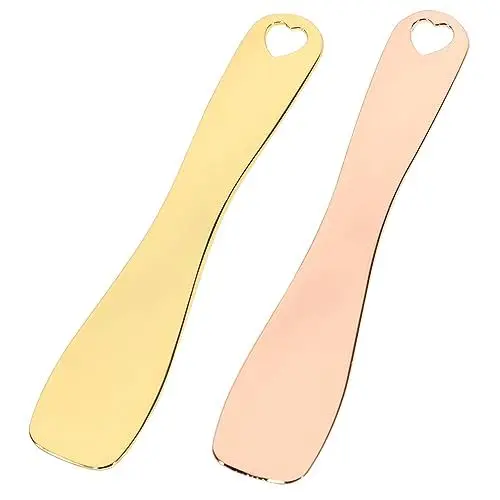Produktbild: DRESSOOS 2st Sahnelöffel Gebogener Kosmetikspatel Rührlöffel Sampling-make-up-spatel Gesichtsspatel Gesichtsmaske Löffel Gesichts-minischaufeln Gesichtsmaskenspatel Mini-löffel Golden
