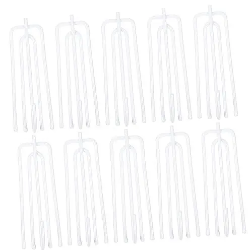 Produktbild: DRESSOOS 30St Vorhang Stoff Haken Gardinenclips Plissierte Vorhänge 4 Zinken-Faltenbandhaken Plissee-Vorhänge Haken für Badezimmervorhänge Gardinenbandhaken Rostfreier Stahl Weiß