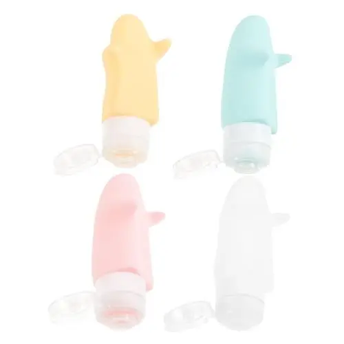 Produktbild: DRESSOOS 4 Stück Tragbare Reiseflaschen Silikon Reiseflaschen Set Kosmetik Reiseset Kosmetikbehälter Reise Shampooflaschen Nachfüllbare Reiseflaschen Reisen Lagerung Sport Wasserspender