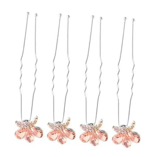 Produktbild: DRESSOOS 4stücke Hochzeits Haarnadeln Für Bräute U-förmige Strass Haarnadeln Mit Schmetterling Eleganter Haarschmuck Für Frauen Für Formelle Anlässe Komfortabel Zu Tragen