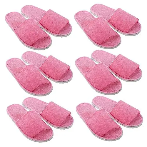 Produktbild: DRESSOOS 6 Paar Rutschfeste Hausschuhe Aus Baumwolle Und Leinen Offener Slipper Unisex Einmaliger Slipper Einmaliger Offener Slipper Hausschuhe Mit Offenem Zehenbereich Reise