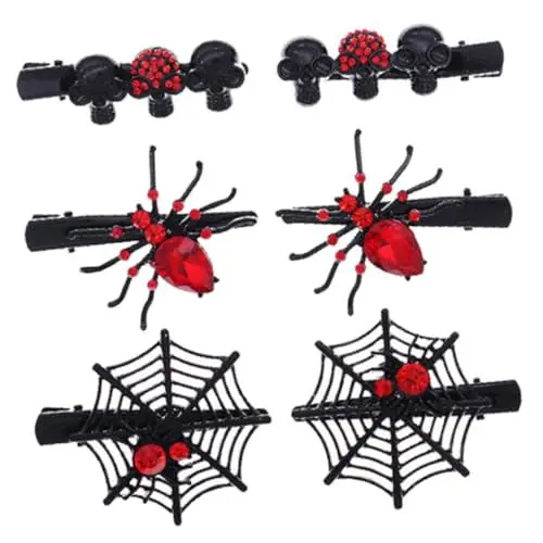 Produktbild: DRESSOOS 6-teiliges Halloween-haarspangen-set Mit - Haarspangen Cosplay-zubehör Strasssteine Spinnen-haarspangen-set Für Frauen Teenager Mädchen Jungen Und Mädchen