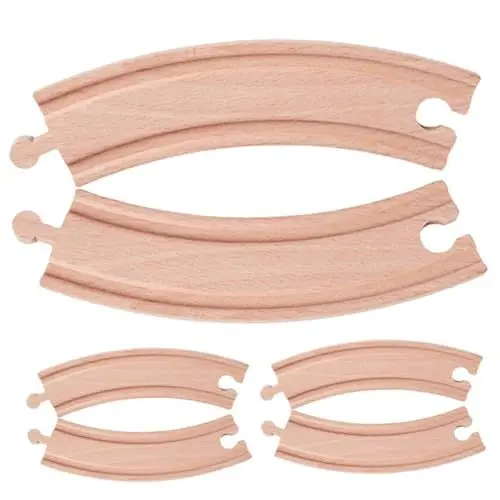 Produktbild: DRESSOOS 6stücke Holzschienen Für Züge Expansion Für Holzeisenbahnschienen Robustes Holzspielzeug Leicht Zu Reinigen Pflegen