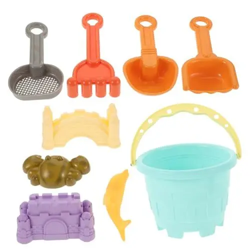 Produktbild: DRESSOOS 9 Teiliges Strandspielzeug Set Für Kinder Kleinkinder Sandeimer Schaufel Sandrechen Sandburg Bausatz Robustes Sommer Sandkastenspielzeug Für Den Außenbereich