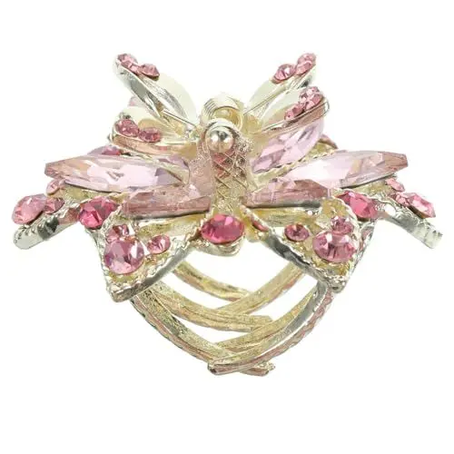 Produktbild: DRESSOOS Haarnadel kleine Haarspangen Friseurwerkzeuge Strass Haarklammer klein Mini-Haarklammer Strass-Haarklammern klein Clips für dickes Haar Mini Krallenclip für Kinder Metall Rosa