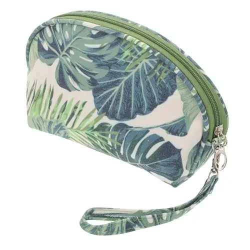 Produktbild: DRESSOOS Tragbare Make-up-Tasche Mit Monstera-Blatt-Muster Große Kapazität Kulturbeutel Mit Reißverschluss Lippenstift-aufbewahrung Modischer Reise-Make-up-Koffer Aus Segeltuch