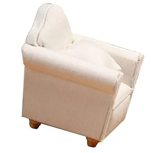 Produktbild: DRESSOOS Miniatur Einzelsofa Aus Holz Für Puppenhaus Bequemes Puppenhaus Couch Mit Kissen Ideal Für Das Landhaus Wohnzimmer Puppenhausmöbel Zubehör Perfekte Ergänzung Für Ihr