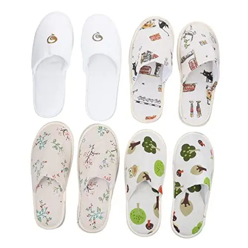 Produktbild: DRESSOOS Pediküre 4 Paare Einweg-hausschuhe Hotel Pantoffel Indoor-hausschuhe Home Hotel Salon Hausschuhe Verdickte Hausschuhe Hotel-einweg-slipper Hotelhausschuhe Korallenvlies Drucken