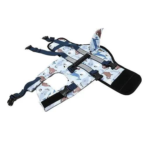 Produktbild: DRESSOOS Für Hunde Weste Mit Rettungsgriff Haifischform Verstellbar Zum Schwimmen Aus Polyester