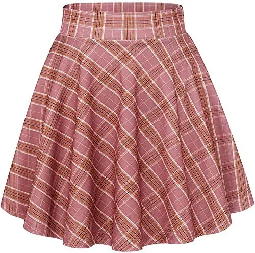 Produktbild: DRESSTELLS Rock Damen Sommer Kurz Skater Rock Kariert Minirock Schule Anime Faltenrock Große Größen Tennisrock Blush Grid 2XL