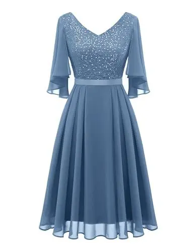 Produktbild: Dressystar Standesamt Kleider Kleid für Brautmutter Abendkleider Grosse Grössen Elegant für Hochzeit Aup7090 Greyblue L