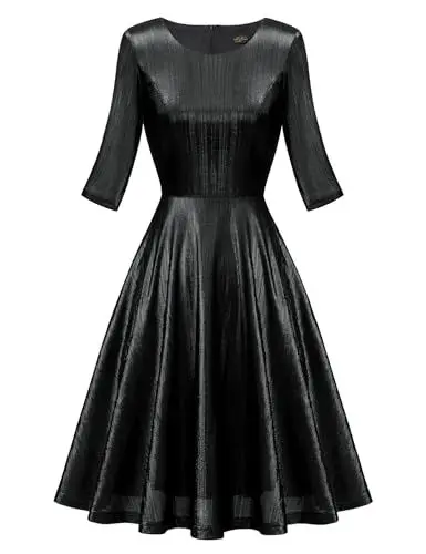 Produktbild: Dressystar Damen Abendkleider Elegant Glitzer Kurz Abschlussballkleid 3/4 Ärmel Cocktailkleid Festlich Kleid Schwarz S