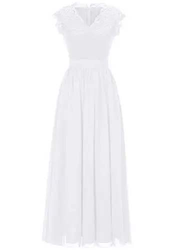 Produktbild: Dressystar Damen Spitzenkleid Abendkleid Lang Elegant für Hochzeit Party Kleid Cocktailkleid Konfirmationskleider Weiß M