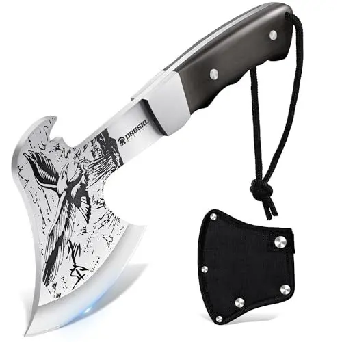 Produktbild: DRGSKL Camping Axt Survival Spaltaxt Kleines Vollspaltbeil Portable Freizeit Hand Wikinger Axt mit Scheide für Bushcraft, Jagd, Trekking, Gartenarbeit