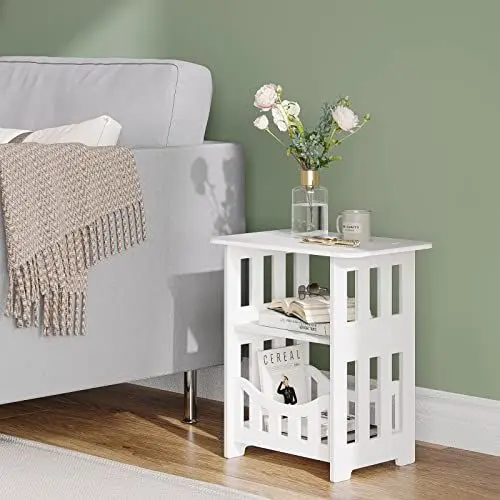 Produktbild: Dripex Beistelltisch, Nachttisch 3 Ebenen, 46x30x50cm, Kaffeetisch, Couchtisch, Sofatisch, für Schlafzimmer, Wohnzimmer, Weiß