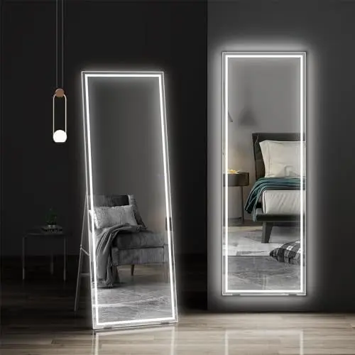 Produktbild: Dripex Ganzkörperspiegel mit Beleuchtung LED Wandspiegel 3 Lichtfarbe einstellbar dimmbar Standspiegel mit Touch-Schalter Groß 150 x 40 cm