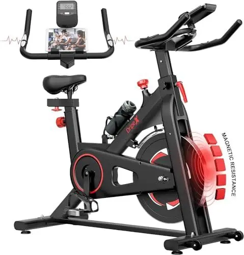 Produktbild: Dripex Heimtrainers Fahrrad mit leise Magnetischem Widerstand und Pulssensor, 10kg Schwungrad Indoor Cycling Fitnessbike mit 150 kg belastbar, Hometrainer