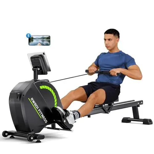 Produktbild: Dripex Magnetisches Rudergerät für Zuhause mit 16 Widerstandsstufen, Rudergerät für Zuhause mit LCD-Monitor & 158 kg Belastbar, Bluetooth-App Kompatibel, Perfekt für Ganzkörpermuskeltraining