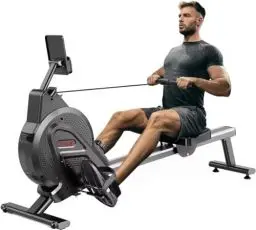 Produktbild: Dripex Magnetisches Rudergerät für den Heimgebrauch, Rudergerät für Heim-Fitnessstudio und Cardio-Training, Rudergerät mit Aluminium-Gleitschiene, 16 einstellbaren Widerständen und LCD-Monitor (2024