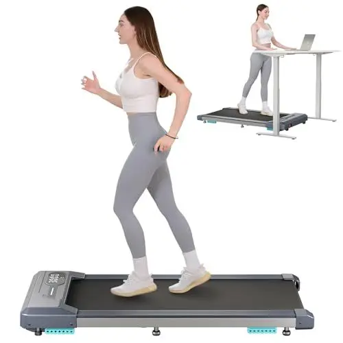 Produktbild: Dripex Walking Pad 2,5 PS Leise Motor Laufband mit Stoßdämpfende Fußmatten zum Gehen und Joggen,120 kg Kapazität, Fitness Laufbänder mit Breiterer Laufgürtel,LED-Display für Zuhause/Büro (Grau)